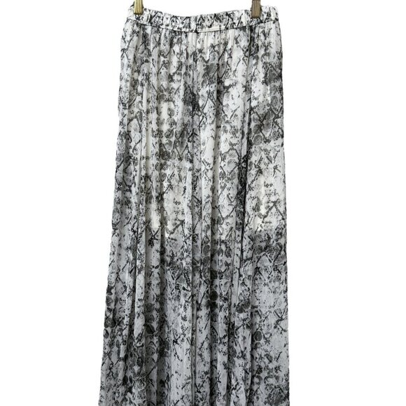 Abercrombie & Fitch Maxi Skirt Small Gray Snakeprint Chiffon Elastic Waist Flowy - Picture 1 of 7